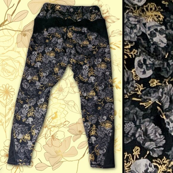 Torrid Active Skull & Rose Design Black Leggings with Pocket NWOT - Picture 6 of 9